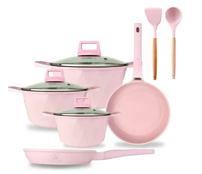 Batería de Cocina Rosa 12 Piezas –