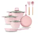 Batería de Cocina Rosa 12 Piezas –